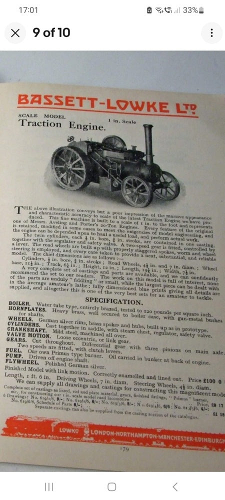 Second Hand Bassett-Lowke 1" Scale Traction Engine